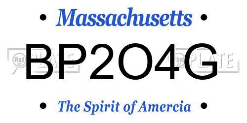 BP2O4G Massachusetts License Plate