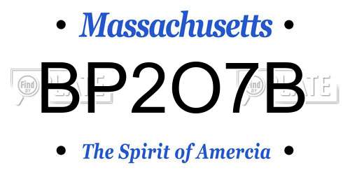 BP2O7B Massachusetts License Plate