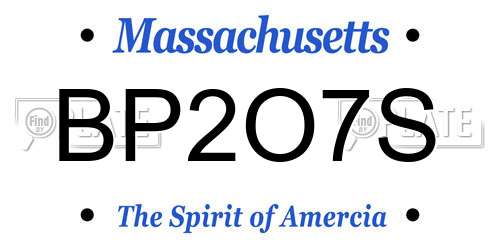 BP2O7S Massachusetts License Plate