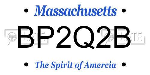 BP2Q2B Massachusetts License Plate