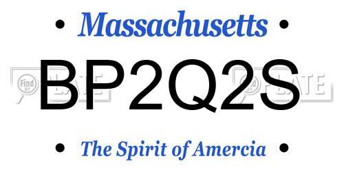 BP2Q2S Massachusetts License Plate