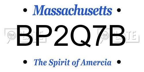 BP2Q7B Massachusetts License Plate