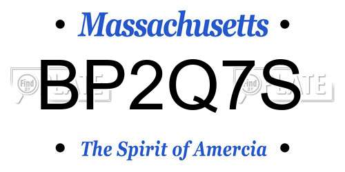 BP2Q7S Massachusetts License Plate