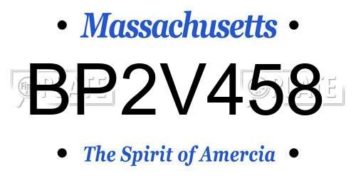 BP2V458 Massachusetts License Plate