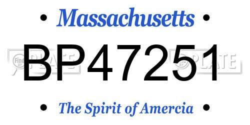 BP47251 Massachusetts License Plate