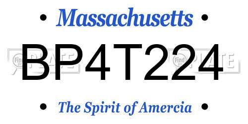 BP4T224 Massachusetts License Plate