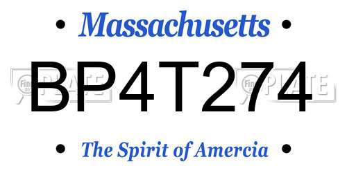 BP4T274 Massachusetts License Plate