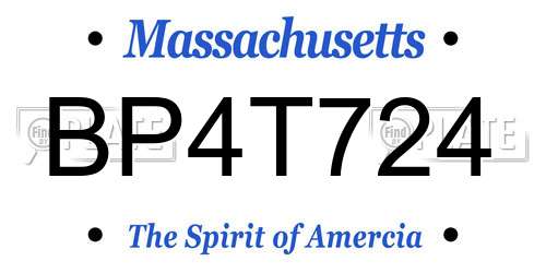 BP4T724 Massachusetts License Plate