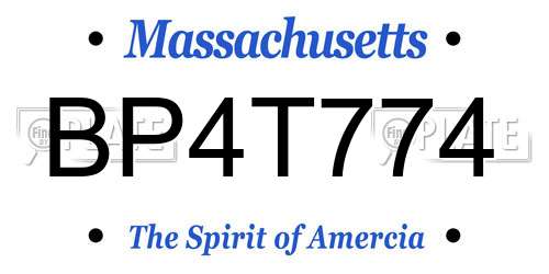 BP4T774 Massachusetts License Plate