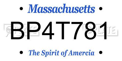 BP4T781 Massachusetts License Plate