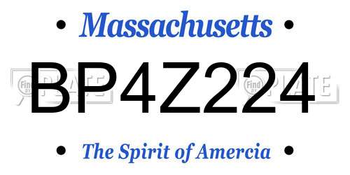BP4Z224 Massachusetts License Plate