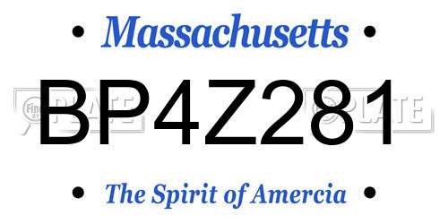 BP4Z281 Massachusetts License Plate