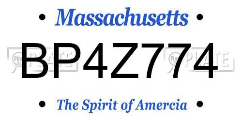 BP4Z774 Massachusetts License Plate