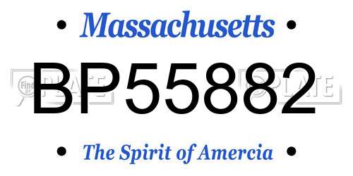 BP55882 Massachusetts License Plate