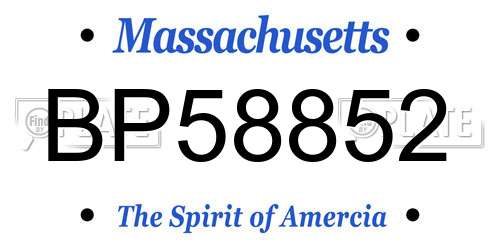BP58852 Massachusetts License Plate