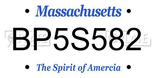 BP5S582 Massachusetts License Plate