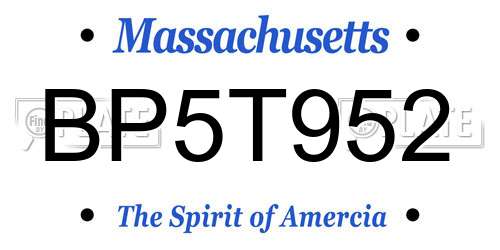 BP5T952 Massachusetts License Plate