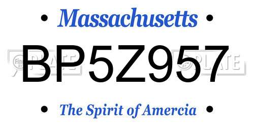 BP5Z957 Massachusetts License Plate