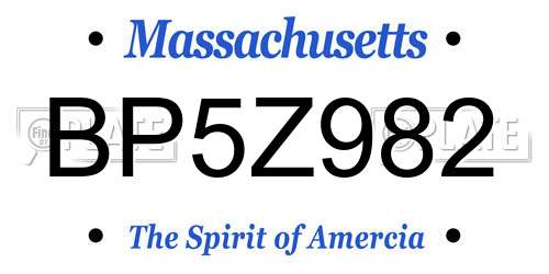 BP5Z982 Massachusetts License Plate