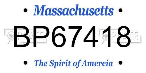 BP67418 Massachusetts License Plate