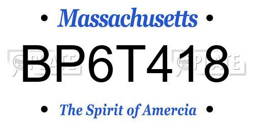 BP6T418 Massachusetts License Plate