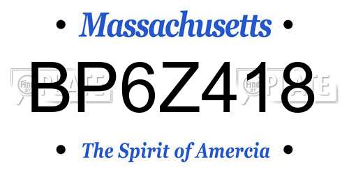 BP6Z418 Massachusetts License Plate