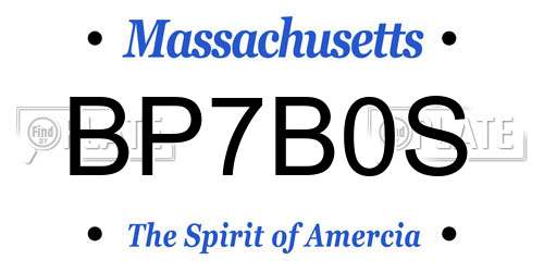 BP7B0S Massachusetts License Plate