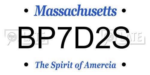 BP7D2S Massachusetts License Plate