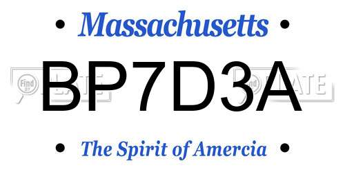 BP7D3A Massachusetts License Plate