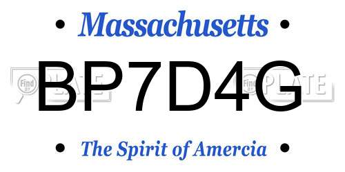 BP7D4G Massachusetts License Plate