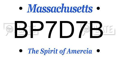 BP7D7B Massachusetts License Plate