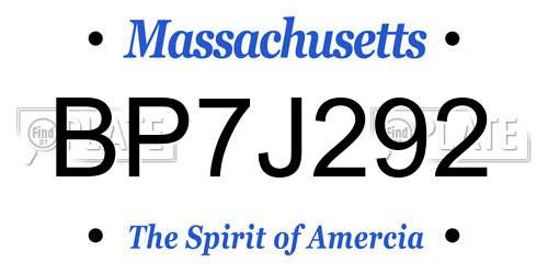BP7J292 Massachusetts License Plate