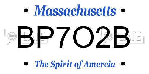 BP7O2B Massachusetts License Plate
