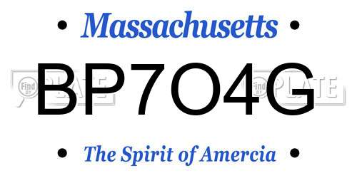 BP7O4G Massachusetts License Plate