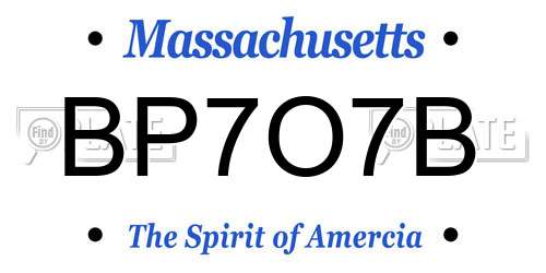BP7O7B Massachusetts License Plate