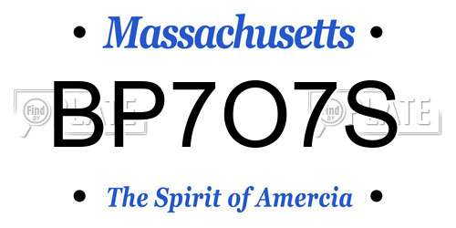 BP7O7S Massachusetts License Plate