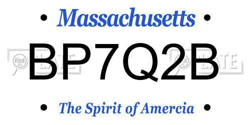 BP7Q2B Massachusetts License Plate