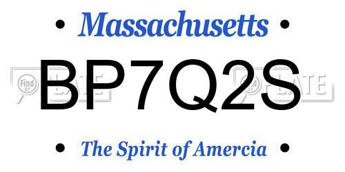 BP7Q2S Massachusetts License Plate