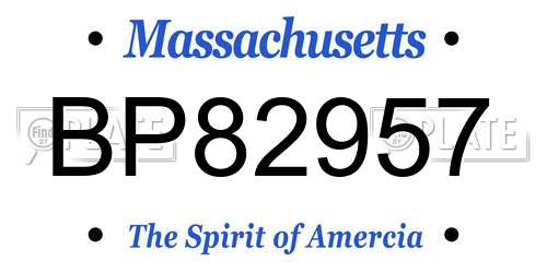 BP82957 Massachusetts License Plate