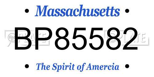 BP85582 Massachusetts License Plate