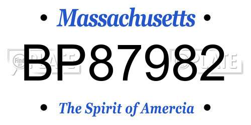BP87982 Massachusetts License Plate