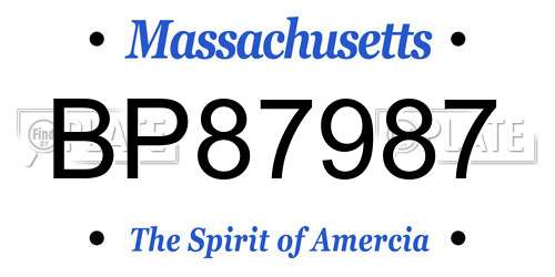 BP87987 Massachusetts License Plate