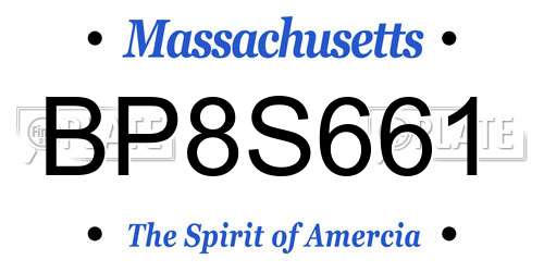 BP8S661 Massachusetts License Plate