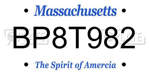 BP8T982 Massachusetts License Plate