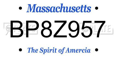 BP8Z957 Massachusetts License Plate