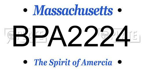 BPA2224 Massachusetts License Plate