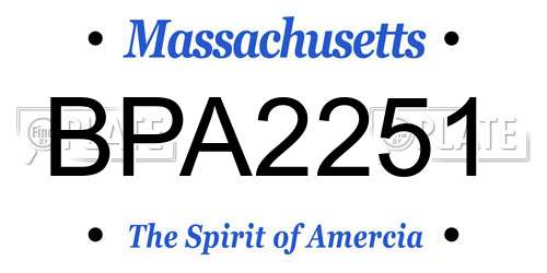 BPA2251 Massachusetts License Plate