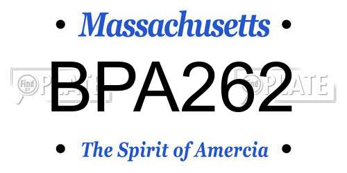 BPA262 Massachusetts License Plate
