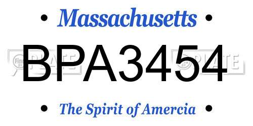 BPA3454 Massachusetts License Plate