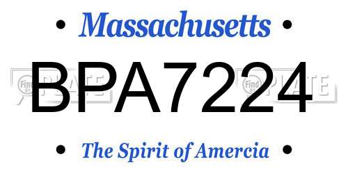BPA7224 Massachusetts License Plate